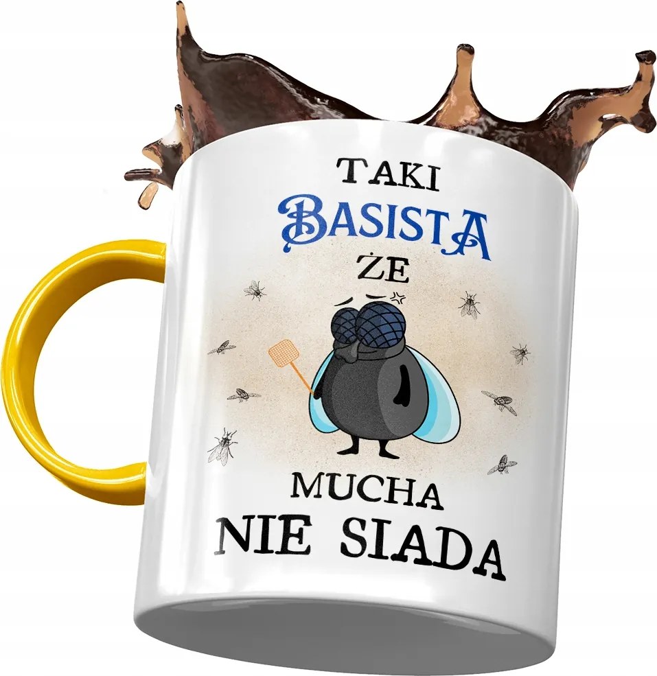 Sárga Bögre Basszusgitárosnak Hogy A Legyek Nem Ülnek Ajándék Nyomtatott Fotóval