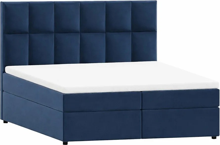 Sötétkék ágyneműtartós boxspring ágy 200x200 cm Flip – Ropez