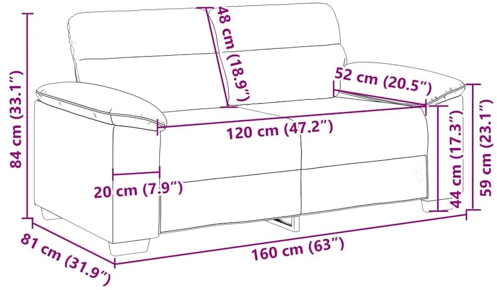 vidaXL kétszemélyes fekete műbőr kanapé 120 cm