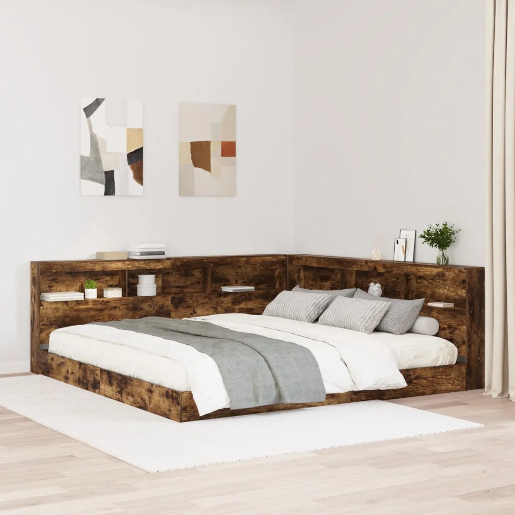 Könyvespolc Ágy Füstölt Tölgy 180x200 cm Mérnöki Fa