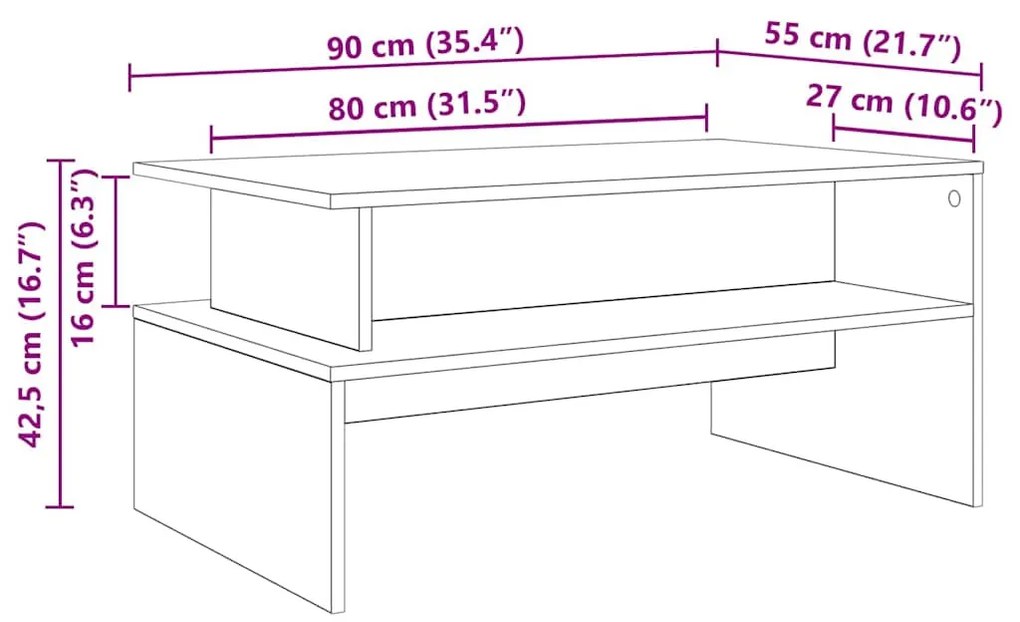 Dohányzóasztal Öreg fa 90 x 55 x 42.5 cm Faanyag