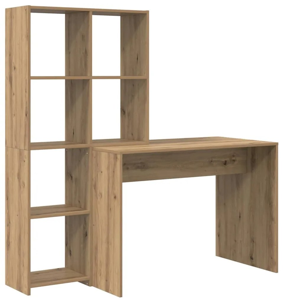 Asztal polcokkal kézműves tölgy 138.5 x 55 x 143 cm Faanyag