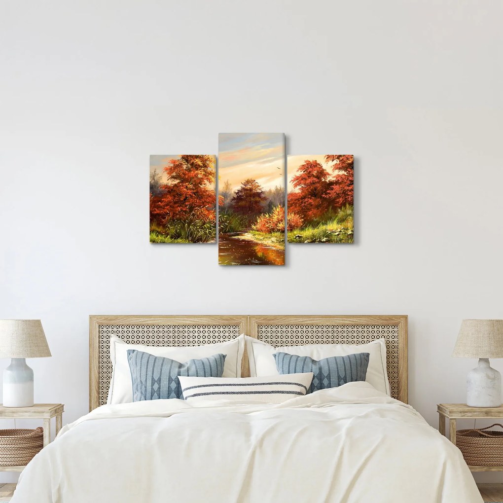 Kép egy folyóról egy őszi tájban, olajfestmény (90x60 cm)