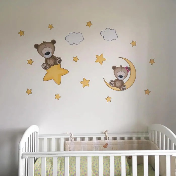 INSPIO Gyerekszoba falmatrica - Maci csillagokkal