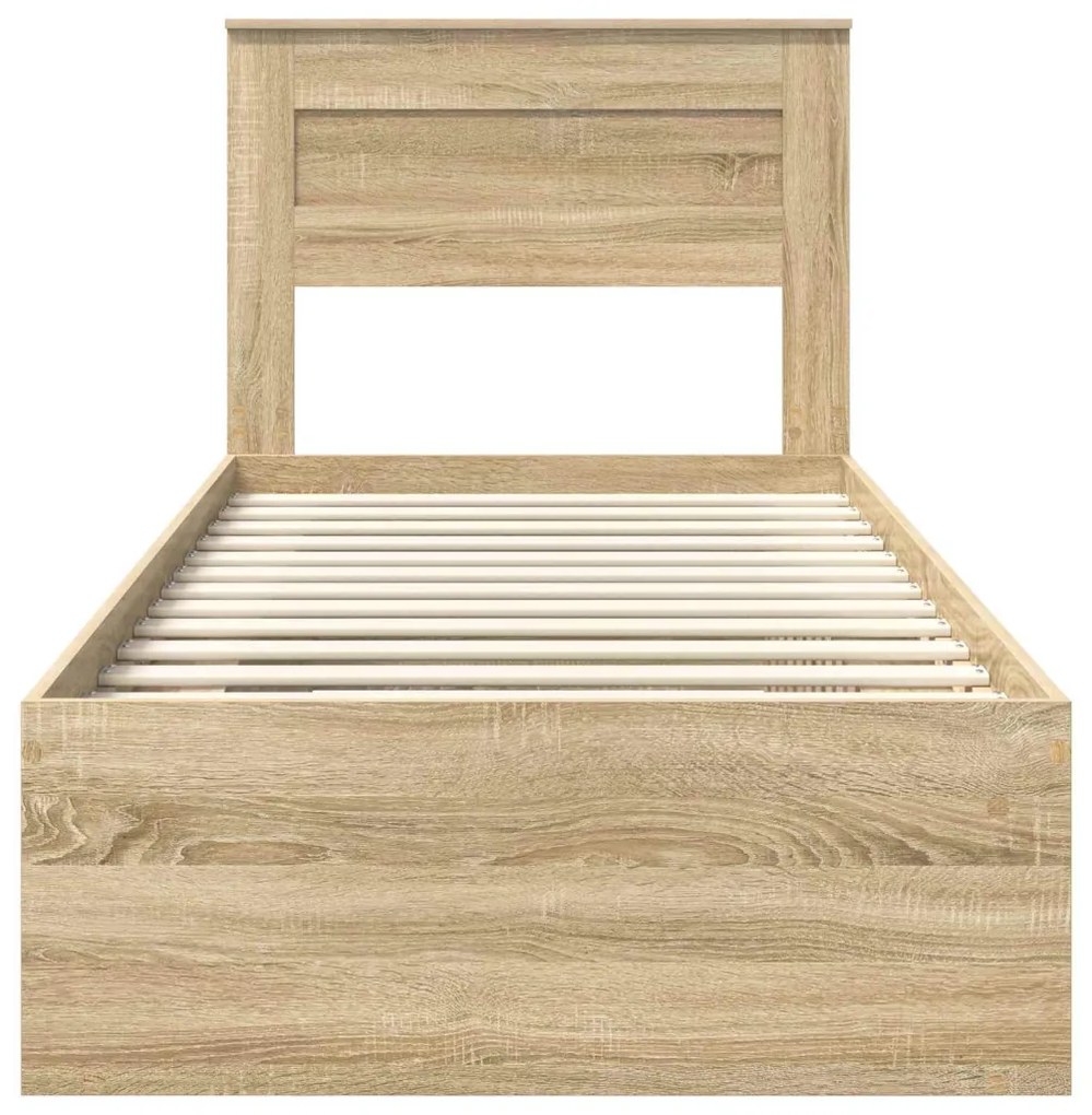 vidaXL Ágykeret matracmal Sonoma tölgy 75 x 190 cm Tömör fenyőfa