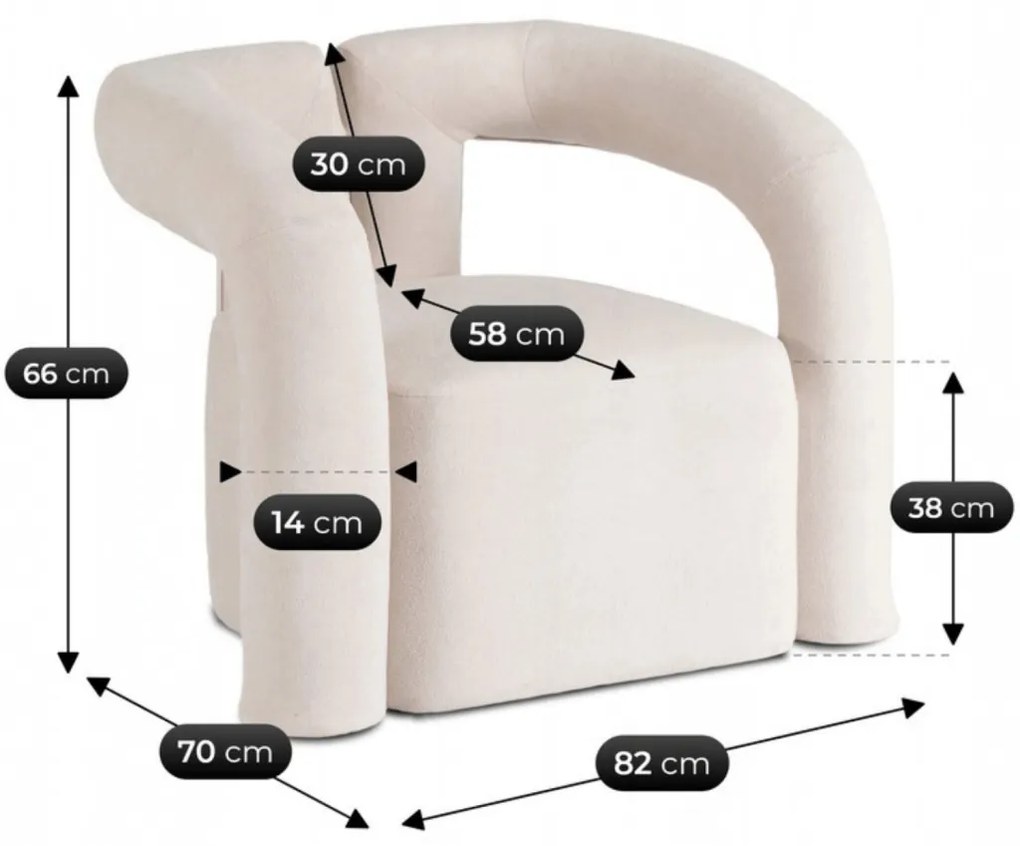 Designer Fotel Krém Bouclé Kárpittal. BRAZIL