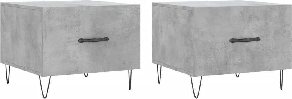 vidaXL 2 db betonszürke szerelt fa dohányzóasztal 50 x 50 x 40 cm