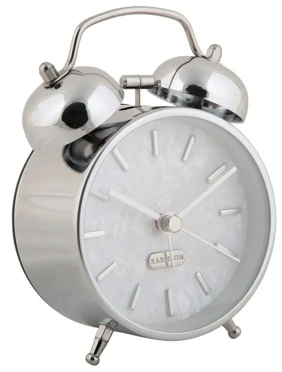 Karlsson 6009CH design ébresztőóra ezüst, átmérő 12 cm