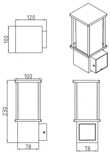 Lámpa Kerti lámpatest KEMI-AU, E27, MAX.15W, IP44, AC220-240V,50-60Hz, falra szerelhető, grafit