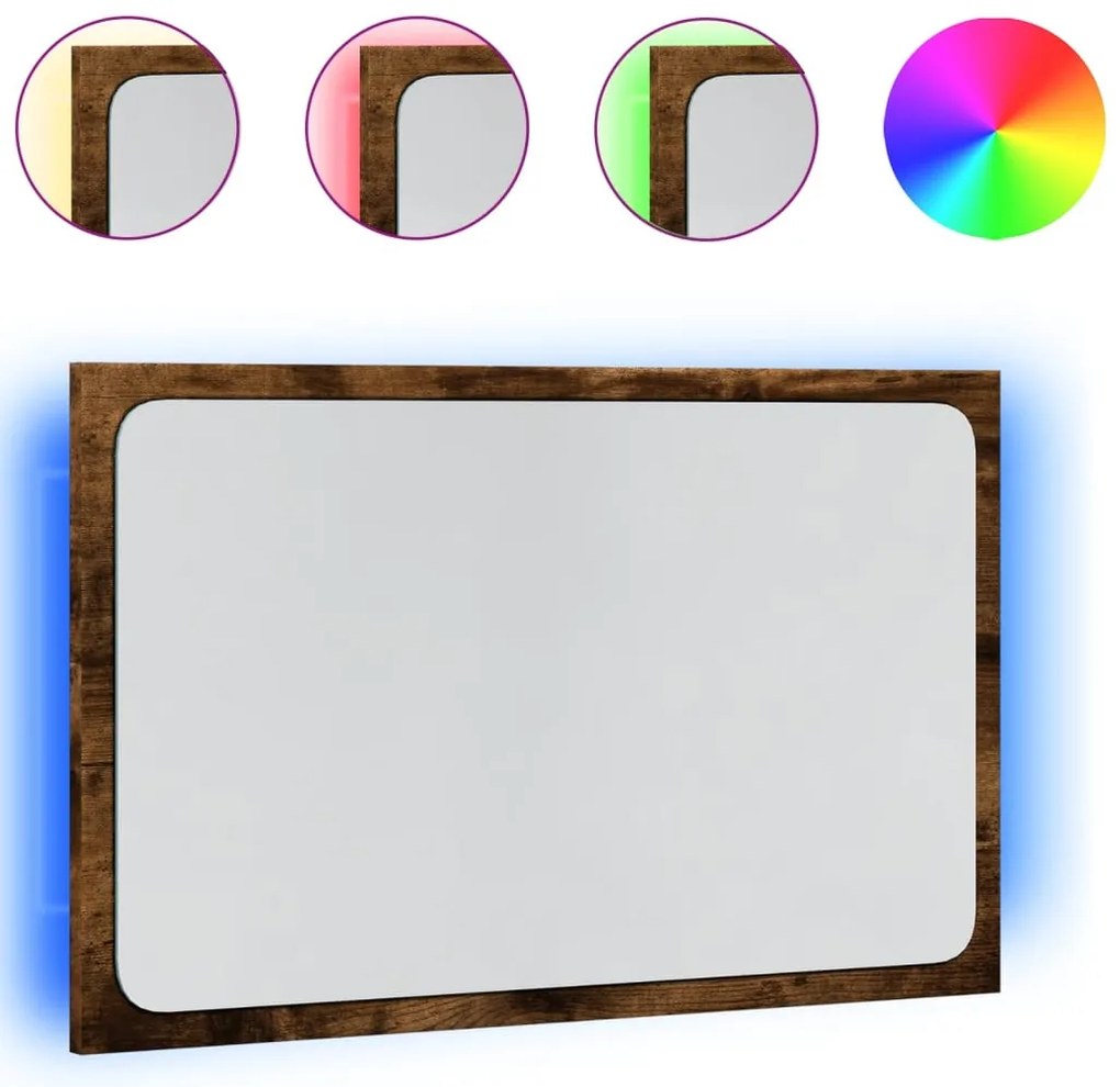 sonoma tölgy szerelt fa LED-es fürdőszobatükör 60 x 8,5 x 38 cm