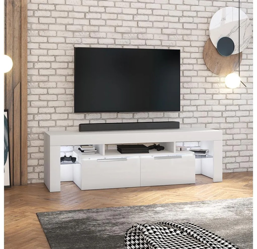 Tv szekrény/asztal Vulcano (világítással) (fehér). 1098695