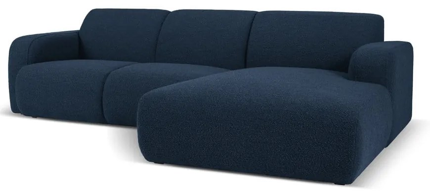 Sötétkék buklé sarokkanapé (jobb oldali) Molino – Micadoni Home