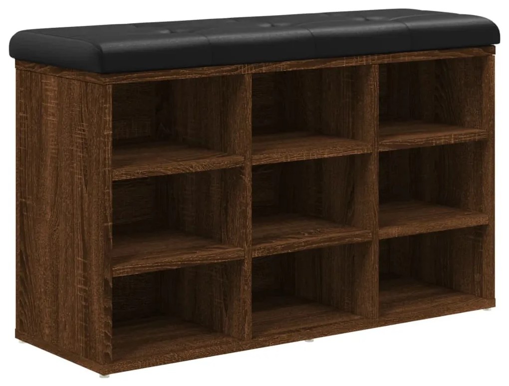 barna tölgy színű szerelt fa cipőtároló pad 82 x 32 x 50 cm