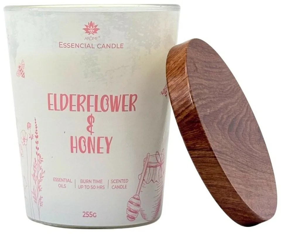 Arome Elderflower & Honey gyertya üvegben, fémfedéllel 255g