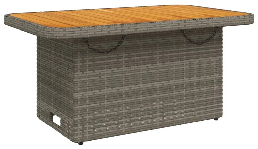 vidaXL szürke polyrattan és akácfa kerti asztal 90 x 55 x 71 cm