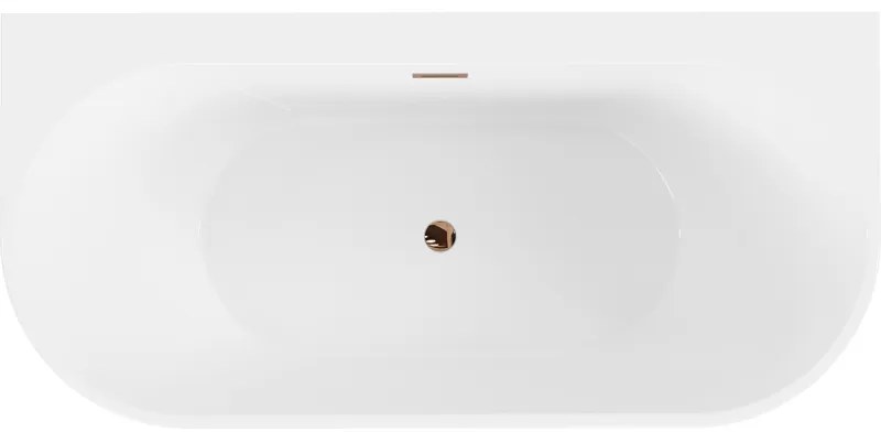 Mexen Oval+, falon álló szabadon álló kád 170 x 80 cm, fehér fényes, rózsaszín arany túlfolyó, 52681708000-60