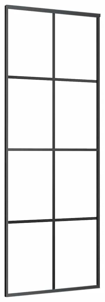 Fekete ESG üveg tolóajtó fémszerelvény-szettel 76x205 cm
