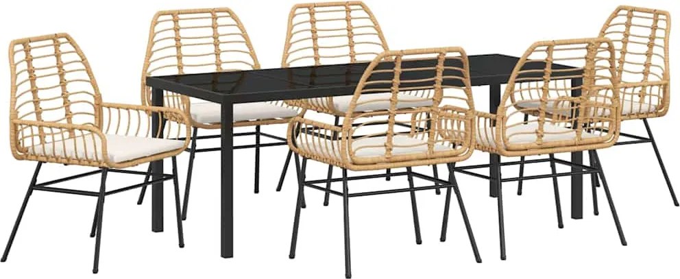 vidaXL Kert étkező szett 7 pcs Barna polirattan