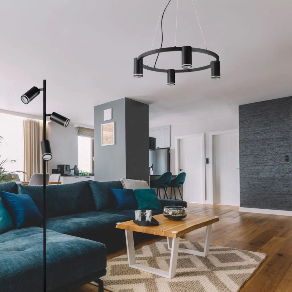 POLUX 326195 PARIS Modern Led Függesztett Lámpa Fekete GU10 IP20