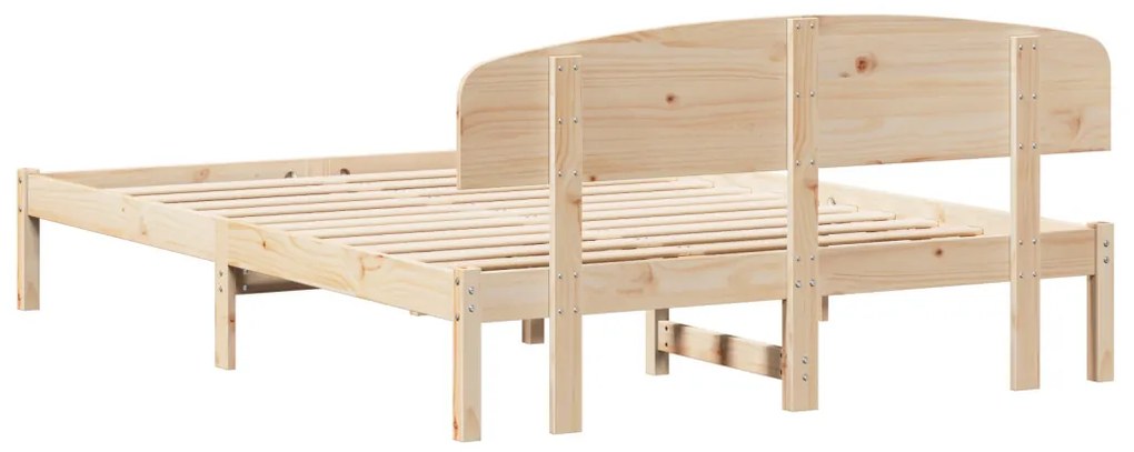 vidaXL Ágykeret fejtámlával Természetes 160 x 200 cm Tömör fenyőfa