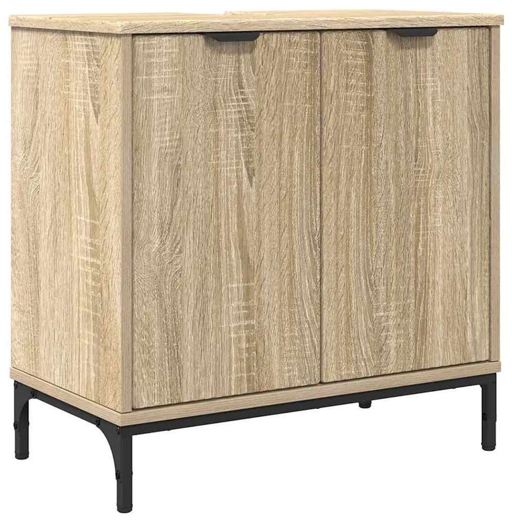 Fürdőszoba bútor szett fiókkal Sonoma tölgy Műanyag fa, fém