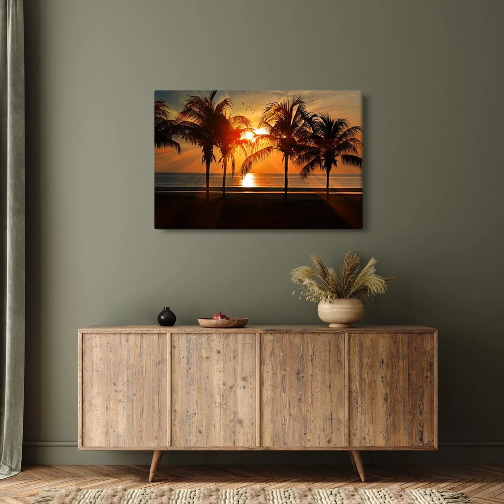 Pálmafa a naplementében képe (90x60 cm)