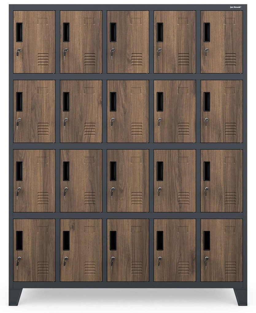 Rekeszes szekrény ROBERT, 1360 x 1720 x 450 mm, Eco Design: antracit/ diófa színben