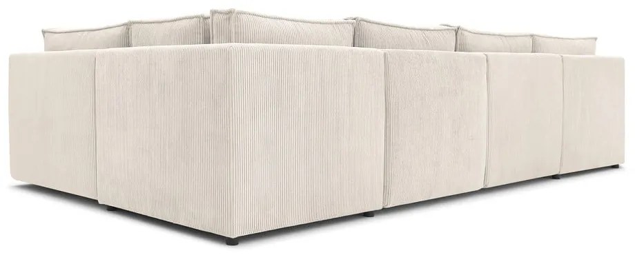 Krémszínű kordbársony sarokkanapé ("U" alakú-variálható) Nihad modular – Bobochic Paris