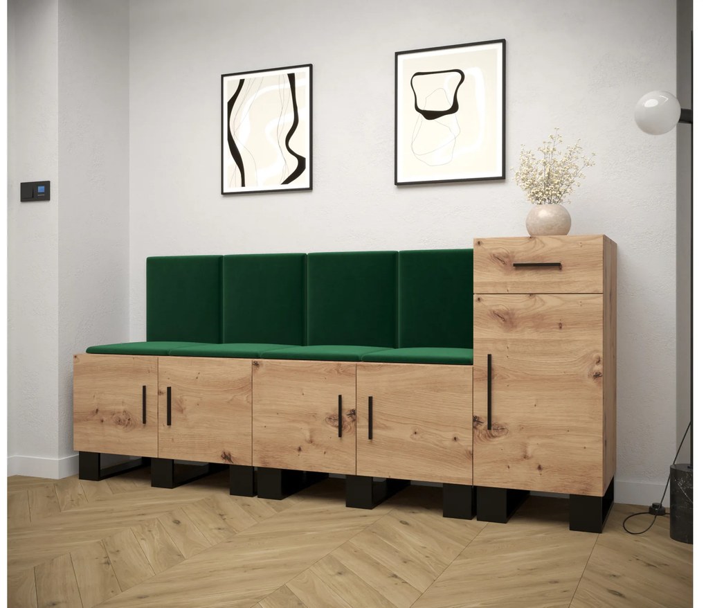 Előszobabútor Amanda 17 (artisan tölgy + zöld). 1086007