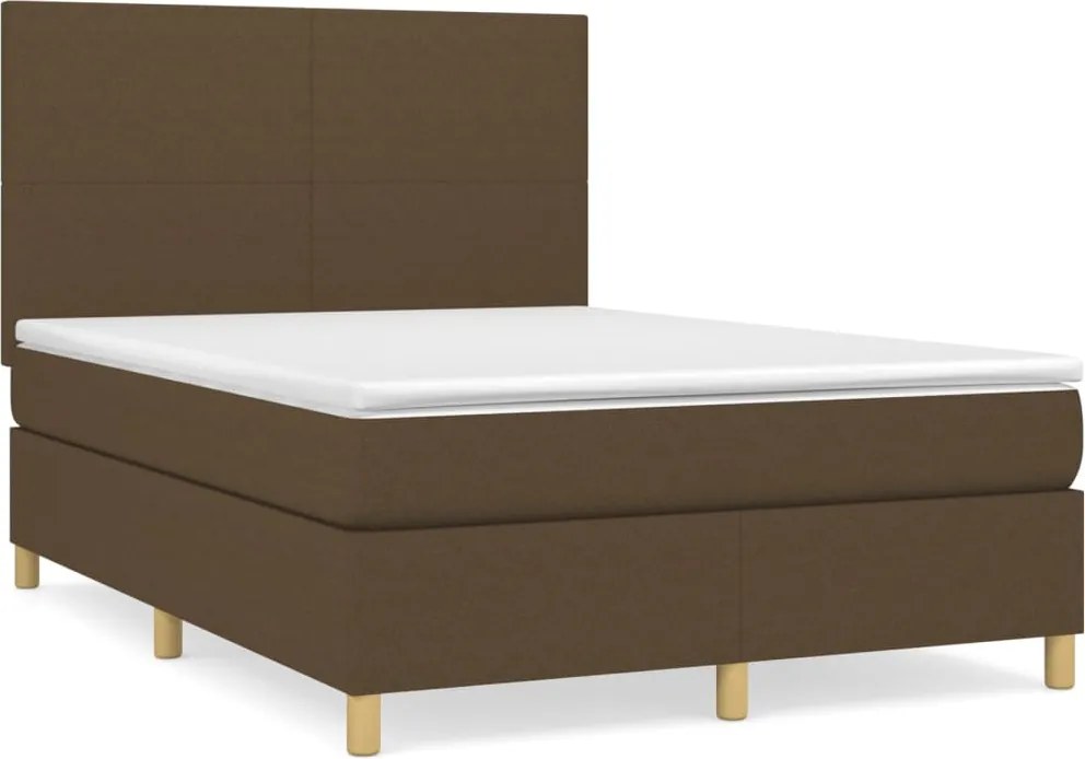 vidaXL sötétbarna szövet rugós ágy matraccal 140 x 190 cm