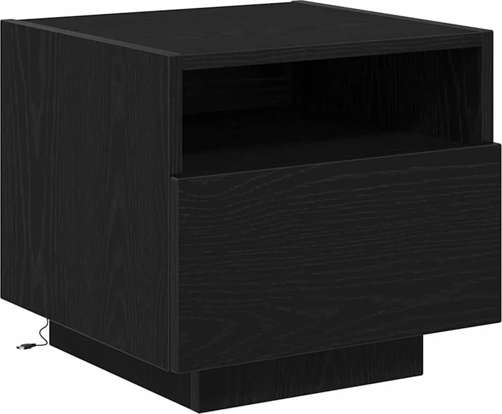 vidaXL Éjjeliszekrény fiókkal Fekete tölgy 40 x 39 x 37 cm Faanyag