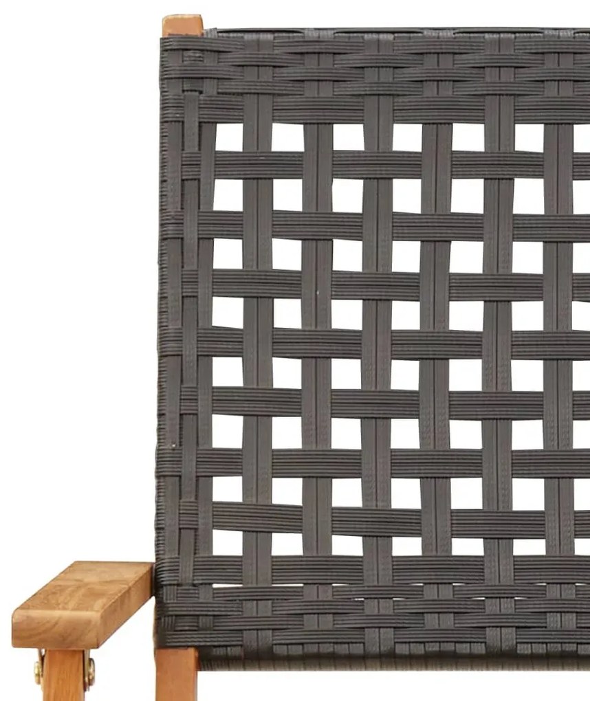 vidaXL 7 részes fekete polyrattan és tömör fa kerti étkezőgarnitúra