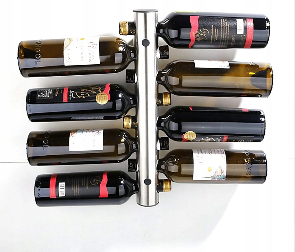 Fali Akasztó Inox Acél Polc Palacktartó Állvány 8 Palack Bor