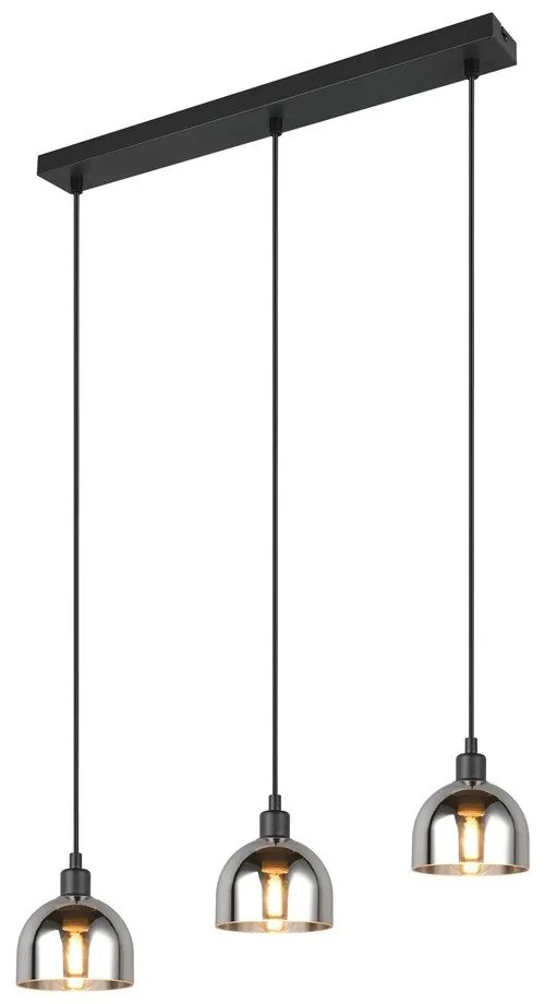 Fekete-ezüstszínű függőlámpa üveg búrával Molly – Trio