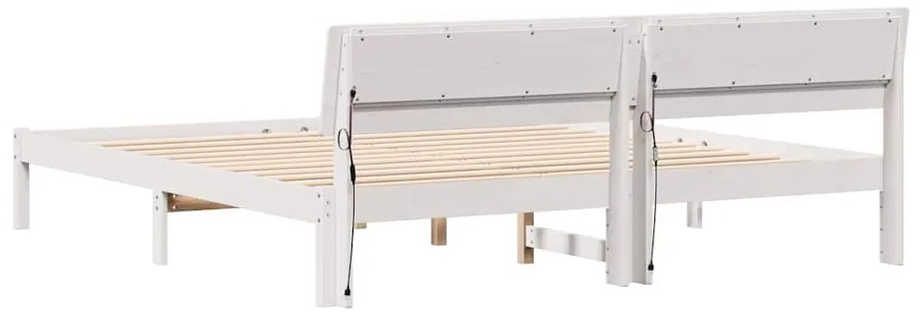 Ágykeret LED -es lámpákkal Fehér 200 x 200 cm faszínű