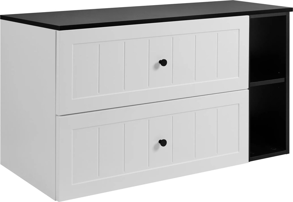 Fürdőszoba szekrény Mosdó Alá 100 fehér fekete Mart Mdf frontok gombok