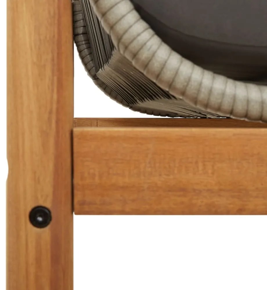 polyrattan akácfa kerti pad szürke párnával
