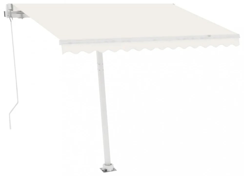 krémszínű kézzel kihúzható póznás napellenző 350 x 250 cm