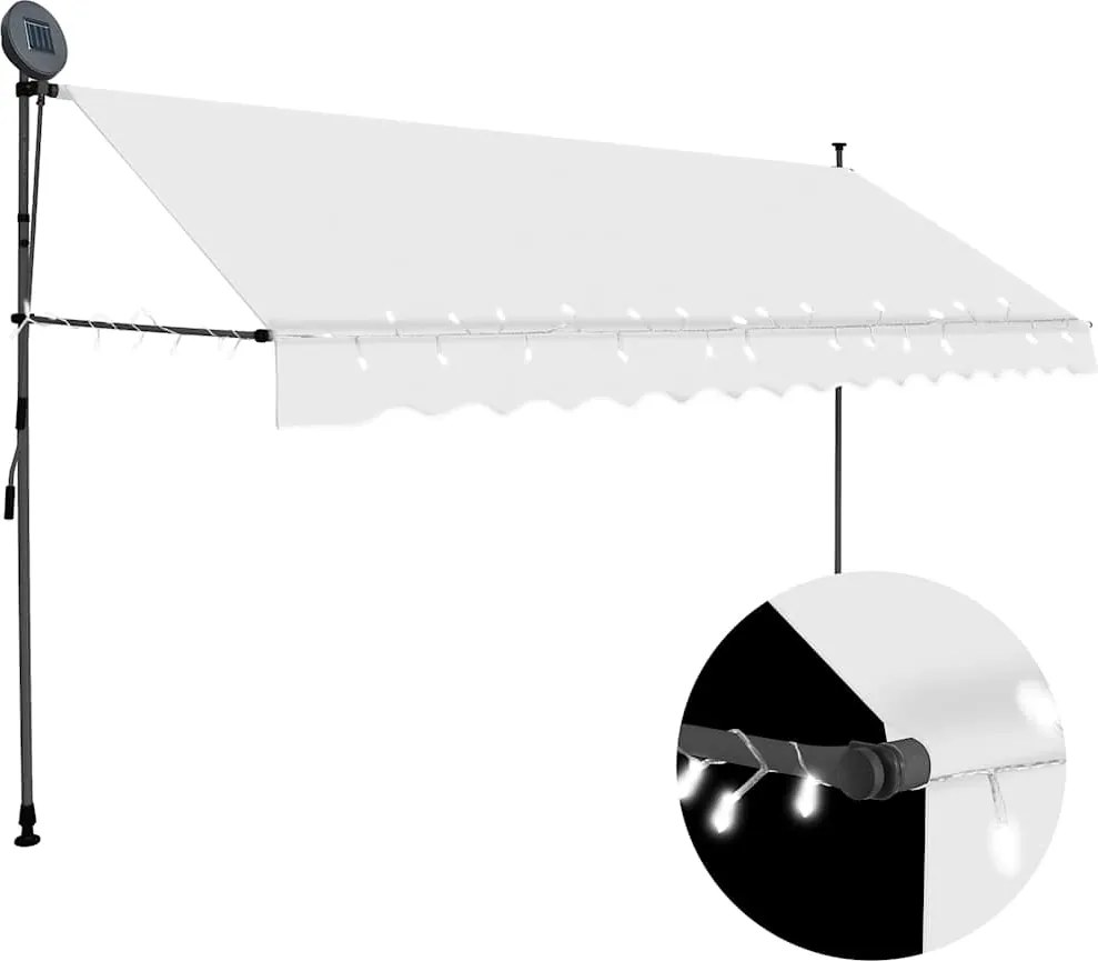 vidaXL krémszínű kézzel kihúzható LED-es napellenző 350 cm