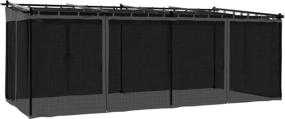 vidaXL antracitszürke acél pavilon hálós oldalakkal 6 x 3 m