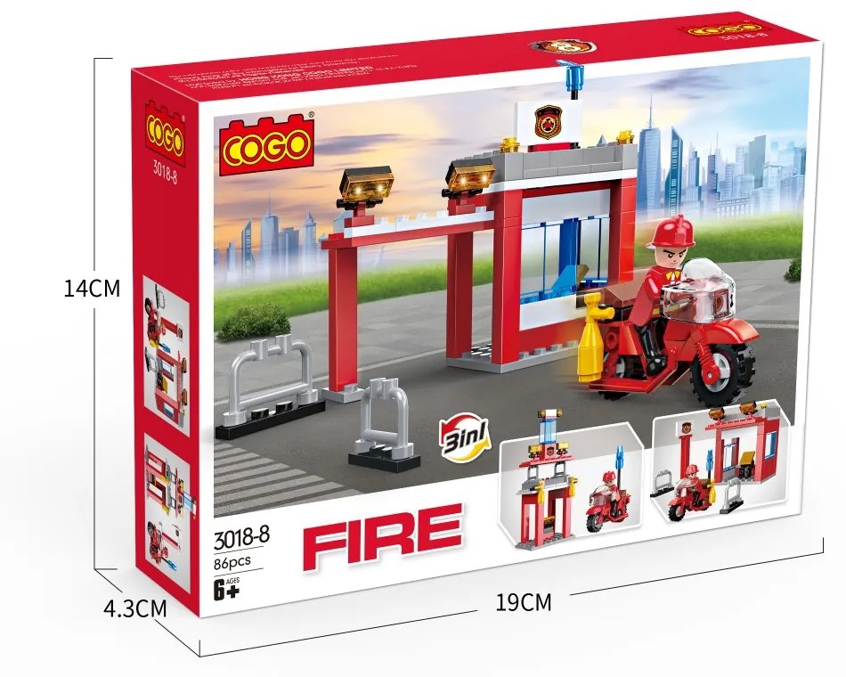COGO® 3018 | lego-kompatibilis építőjáték | 845 db építőkocka | Tűzoltós 8-as készlet