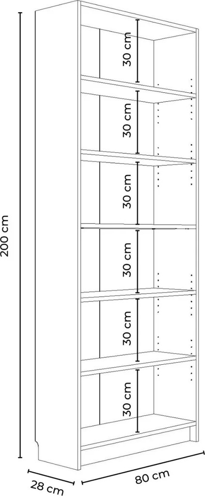 Könyvespolc, sonoma tölgy, 80 cm – Bili5