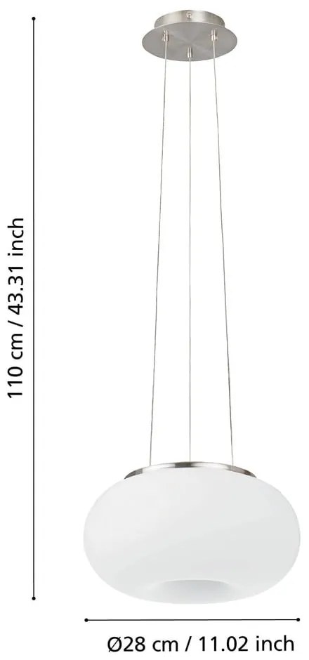 Fehér-ezüstszínű függőlámpa üveg búrával ø 28 cm OPTICA – EGLO