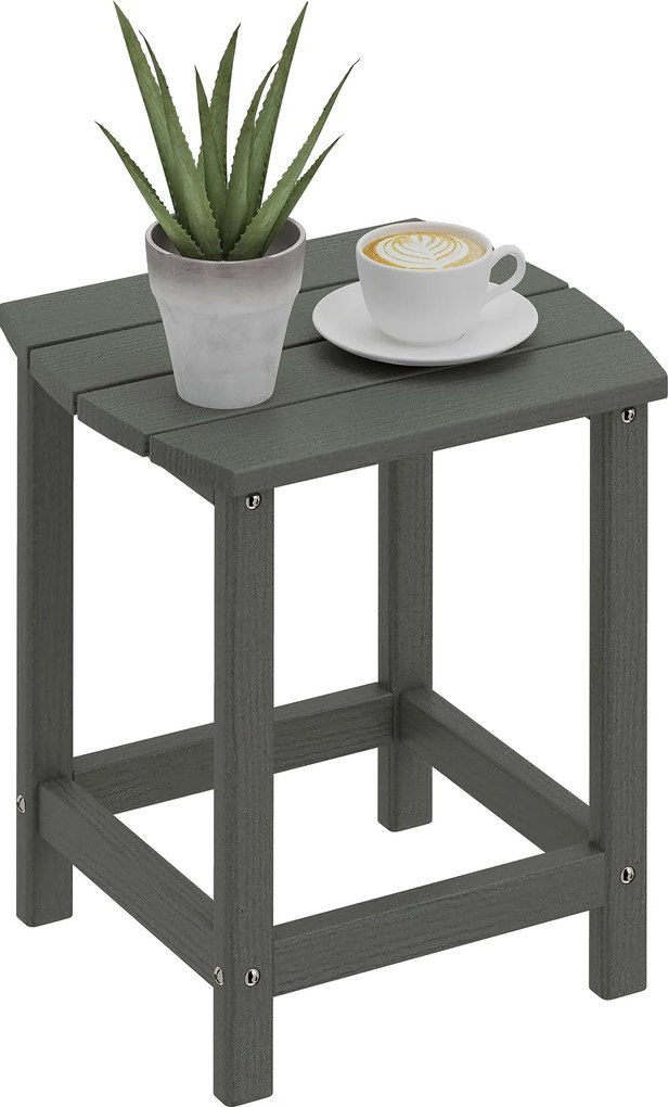 Outsunny kisasztal 48 x 37 x 46 cm, időjárásálló HDPE erkélyasztal, kültéri terasz- és kemping kiegészítő, szürke | Aosom