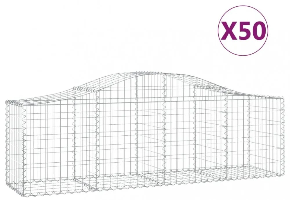 vidaXL 50 db íves horganyzott vas gabion kosár 200x50x60/80 cm