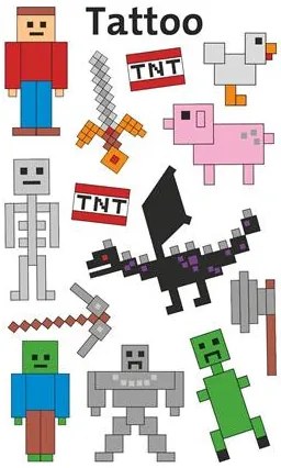 Matrica, tetoválás, 1 ív, 76x120 mm, AVERY ZWECKFORM, Z-Design No.56771, Pixel formák (AY56771)