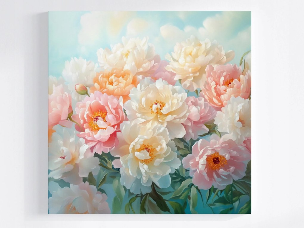 Vászonkép Canvas Dekoráció Csokor Virágok Bazsarózsa 40x40