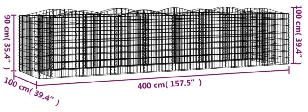 íves horganyzott vas gabion magaságyás 400 x 100 x 100 cm
