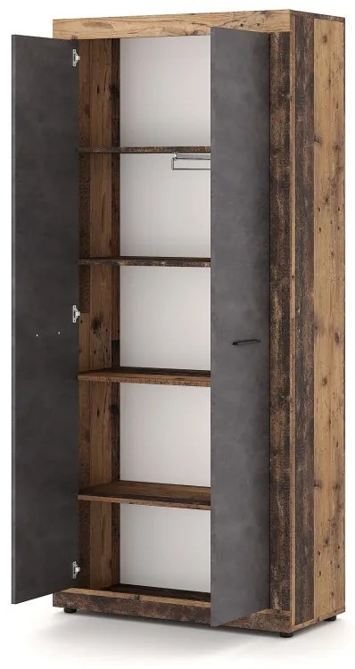 Kétajtós szekrény Oldwood/Beton Színben. LUNA2