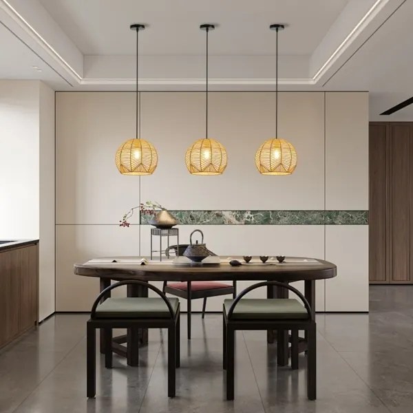 Immax 08258L - Csillár zsinóron PELO 1xE27/40W/230V átm. 30 cm rattan